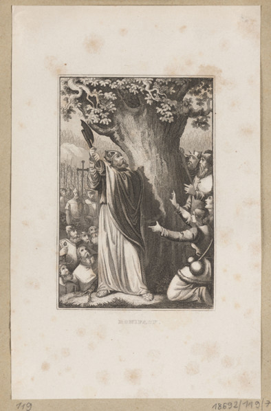 Saint Boniface; steel engraving, 1853–1857; graphic print, album; height 13.6 cm, width 9.1 cm.