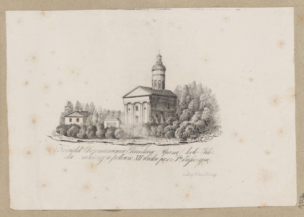 Church of the Transfiguration of the Lord near Plock, graphic artist Józef Ozieblowski (Vilnius;