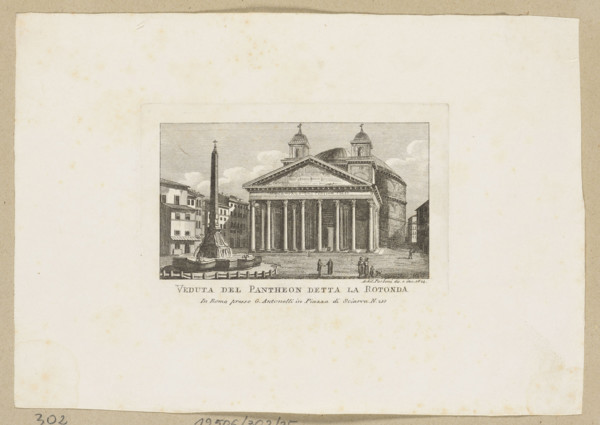 View of the Pantheon in Rome. Engraving by Achille and Pietro Parboni (etchings made 1824–1826).