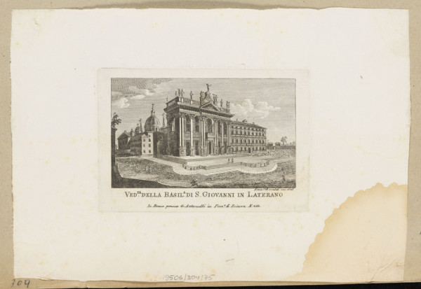 View of the Basilica of St. John Lateran. Engraving by Francesco Rinaldi (graphic artist, fl.