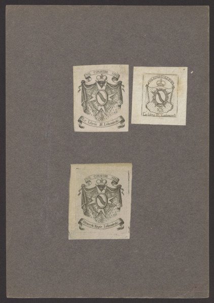 Bookplate of Henryk Lubomirski (1777–1850). Heraldic bookplate showing a Maltese Cross on a