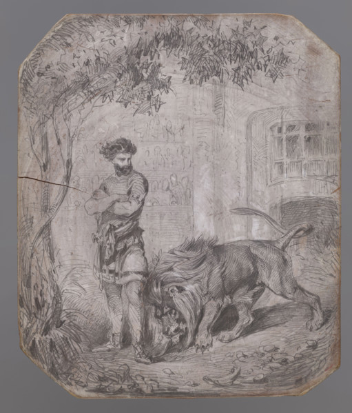The caretaker and the lion, illustration to 'Konrad Wallenrod' by Adam Mickiewicz. Niewiarowicz,
