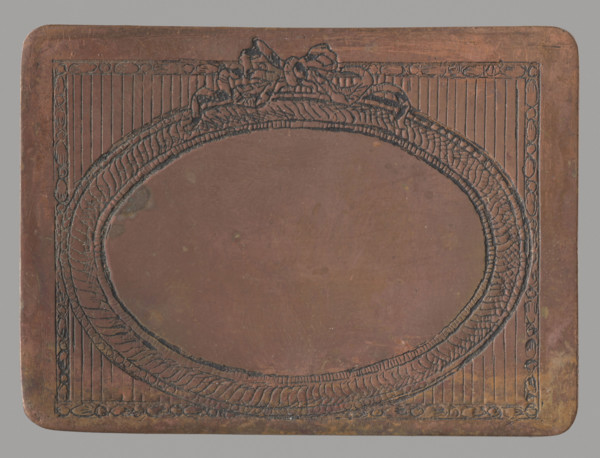 Oval frame on a rectangular background; Jan Nikodem Lopacinski (1747–1810), graphic artist;