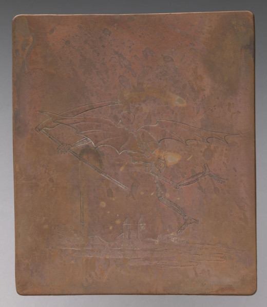 Image of Death hovering above the earth. Illustration from J. Baka, Remarks on Inevitable Death,