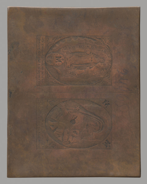 Two compositions side by side: Virgin Mary and Child and Immaculata; Mary (mother of Jesus Christ);