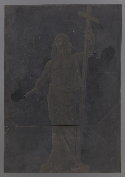 Image of the Resurrected Christ; graphic artist Karol Kloss (1849–1881); sculptor; woodcut; 1873?;