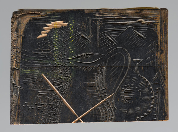Bookplate of Zygmunt Grünstein; verso: fragment of another bookplate crossed out and cut into two