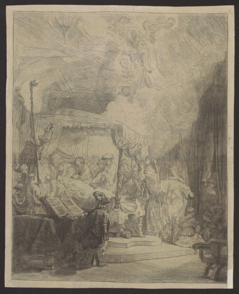 The Dormition of the Blessed Virgin Mary, Rembrandt van Rijn (1606–1669), graphic artist, religious