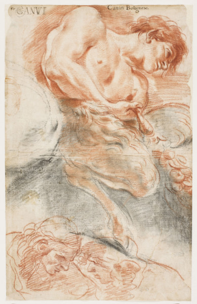 Figure of a saint; various sketches on the verso (head, hand, leg, figures); attributed to Camillo