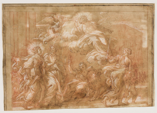 Caricaturally depicted half-naked woman, Guercino (1591–1666), draughtsman; Bonola Codex;