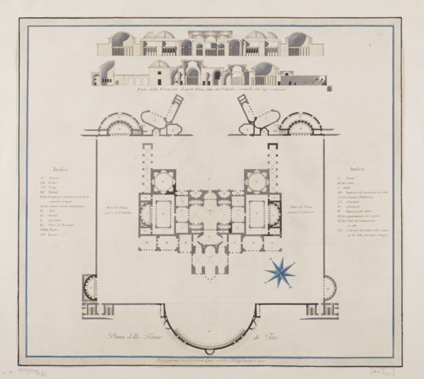 Vestigia delle Terme di Tito. Vault decoration in room 12, Carlone, Marco (1742–1796), graphic