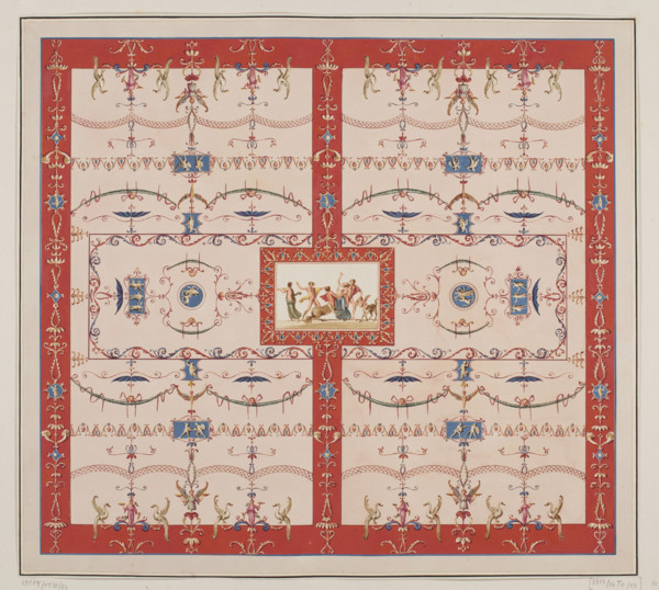 Vestigia delle Terme di Tito. Mars and Venus. Quadro from the vault decoration of room 15, Carlone,