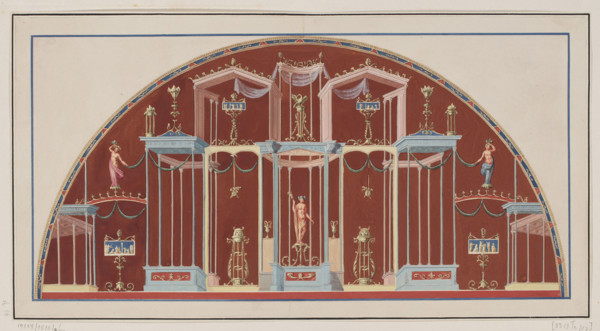 Vestigia delle Terme di Tito. View of the apse in room 25 with statues of Minerva, Juno and Venus;