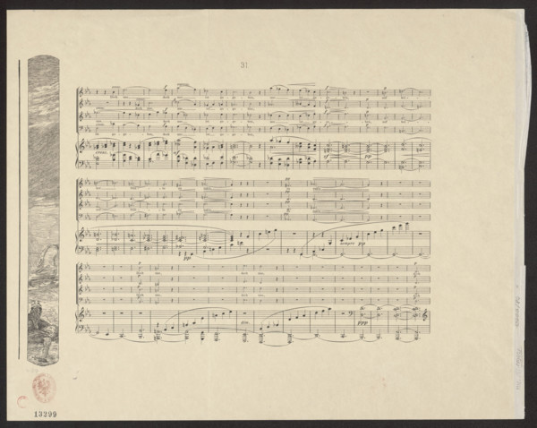 Vignette with a desert scene (right side of the performance), plate 35, Brahms's Fantasy, Op. XII;