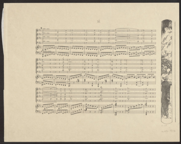 Vignette with a desert scene (right side of the performance), plate 35, Brahms's Fantasy, Op. XII;