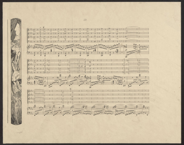 Vignette with people climbing a mountainside, pl. 33, Brahms' Fantasy, Op. XII; vignette with a