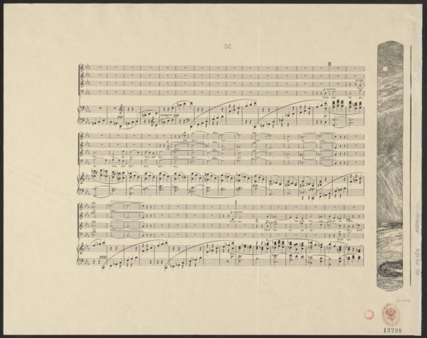 Vignette with people climbing a mountainside, pl. 33, Brahms' Fantasy, Op. XII; vignette with a