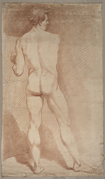 Study of a standing male nude seen from behind. Demarteau, Gilles (1722–1776), publisher and