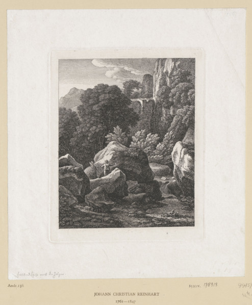 Felslandschaft mit der Jäger, Reinhart, Johann Christian (1761–1847), graphic artist; hunters;