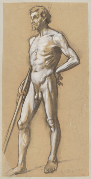 Male nude; Hans Thoma (1839–1924); nudes, figure studies, male nudes, studies (sketches); German