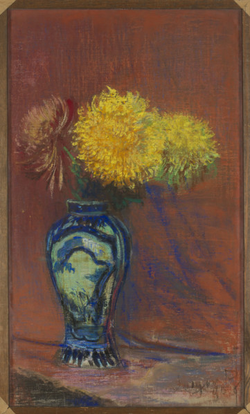 Yellow Chrysanthemums in a 'Chinese' Vase, Wyczólkowski, Leon (1852–1936), painter, flowers, still