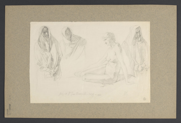 Studies of female and male figures for the painting 'St. John the Baptist Rejecting the Pharisees