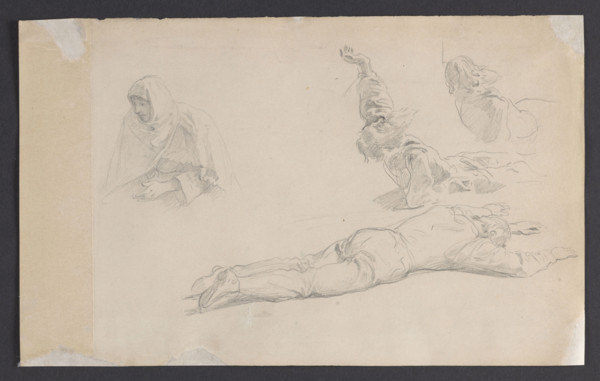 Studies of male figures, sketch for the painting 'The Princess's Dowry' (1894), Wojciech Gerson