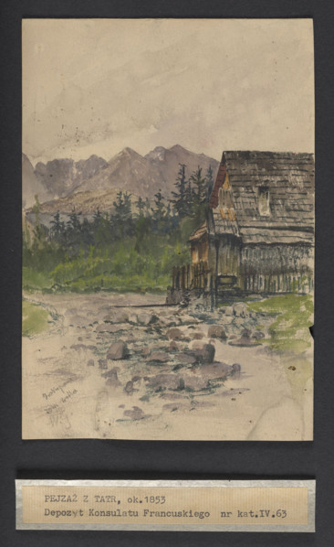Landscape from the Tatra Mountains, Gerson, Wojciech (1831–1901), draughtsman, wooden architecture,