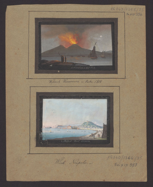 The eruption of Vesuvius in 1819; Camillo de Vito (fl. 1794–1845), draughtsman; subject: Vesuvius