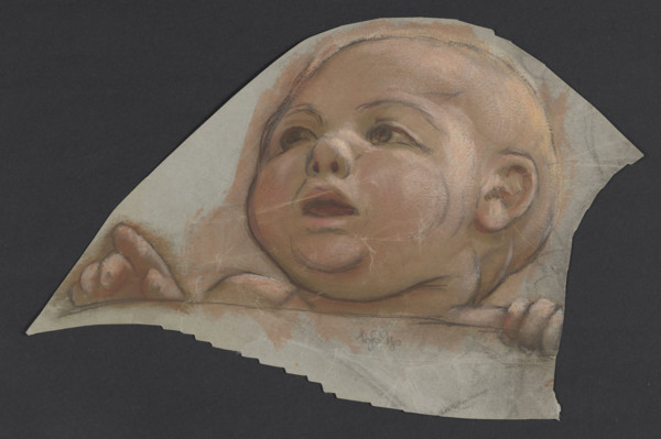 Child's Head with Open Mouth, Thoma, Hans (1839–1924), draughtsman; child's head; children; studies