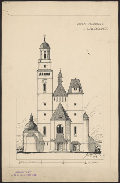 Grodzisk. Parish Church of St. Anne. Reconstruction project never realized. Front elevation.