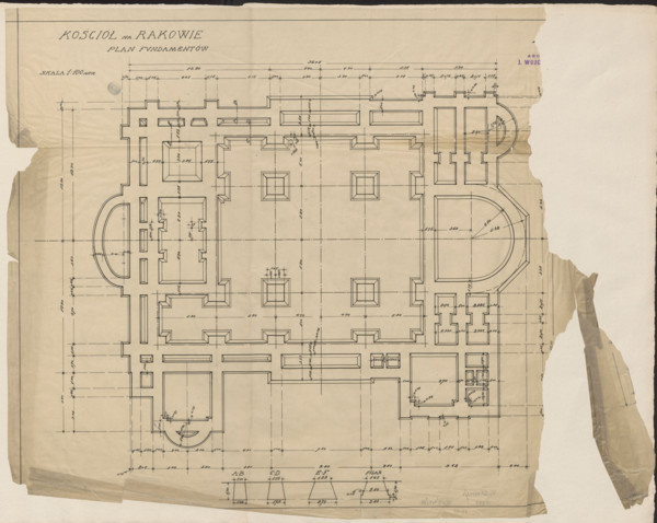 Czestochowa. Church in Raków. Unrealized project. Foundation plan. Wojciechowski, Jaroslaw