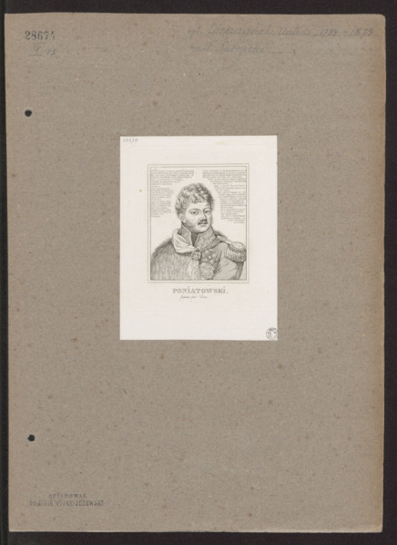 Portrait of Prince Józef Poniatowski; artists: Antoni Oleszczynski (1794–1879) and Fabian Sarnecki