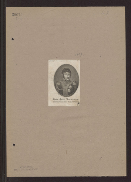Portrait of Prince Józef Poniatowski; artist: Jan Nepomucen Lewicki (1795–1871), graphic artist;
