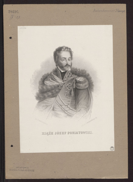 Portrait of Prince Józef Poniatowski, lithograph by Adam Dzwonkowski (Warsaw; lithographic
