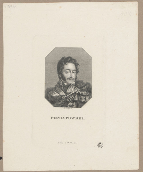 Portrait of Prince Józef Poniatowski; publisher: Gebrüder Schumann (Zwickau; publishing house;