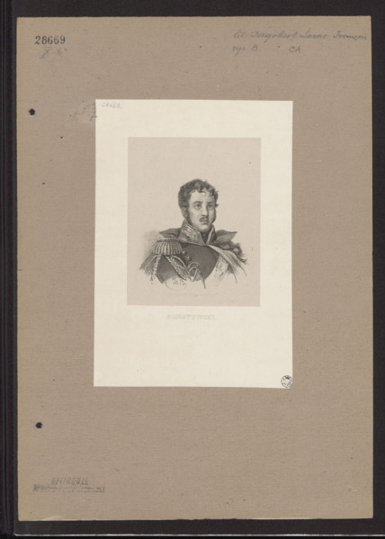 Portrait of Prince Józef Poniatowski; lithograph by Degobert (Brussels; lithographic workshop; fl.