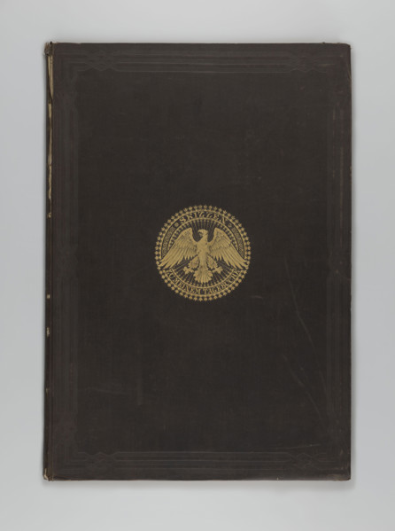 Album binding titled 'Skizzen zu dem Tagebuche von Adalbert Prinz von Prussen, 1842-1843'; Wilhelm