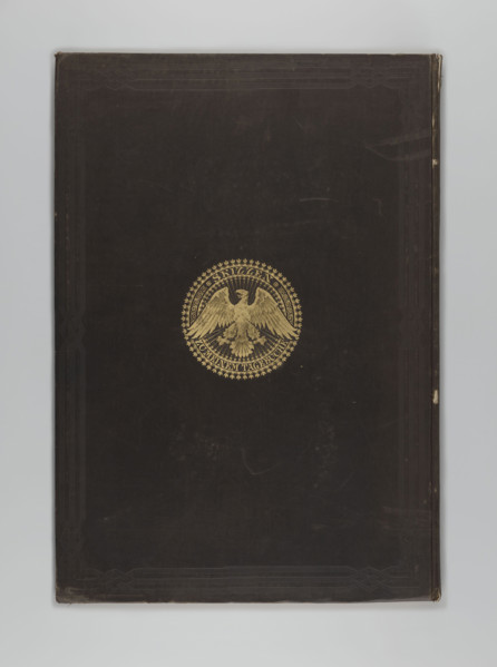 Album binding titled 'Skizzen zu dem Tagebuche von Adalbert Prinz von Prussen, 1842-1843.' Maker: