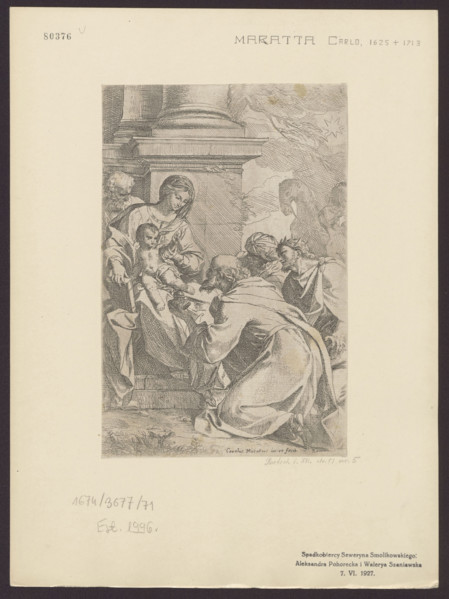 Adoration of the Magi; Carlo Maratti (1625–1713), graphic artist; iconography: Adoration of the