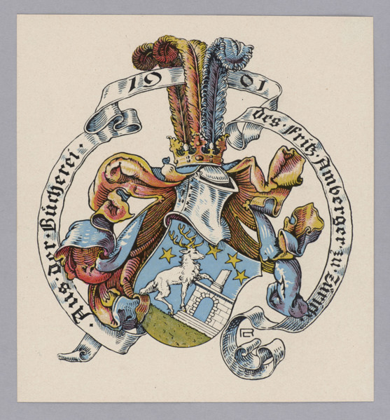 Buchplate (bookplate) for Fritz Amberger (1869–1948), 1901. Graphic print, 11.2 × 10.4 cm. Designed