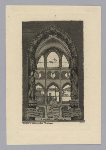 Exlibris Jodoci Reinhard Sacerdotis Lucernatis; Kauffmann, Jean (1866–1924), Swiss graphic artist;