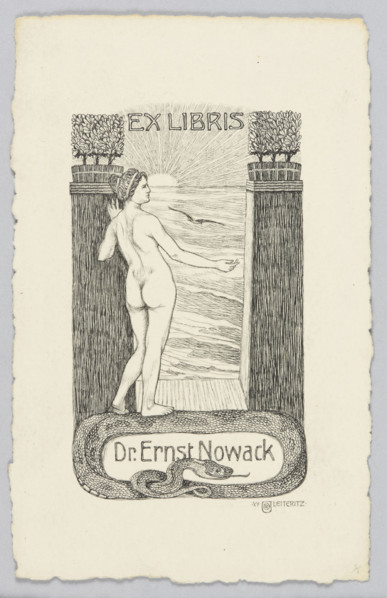 Ex Libris Dr. Ernst Nowack; Woldemar (1878–1915), graphic artist; Nowack, Ernst (fl. ca. 1910) —