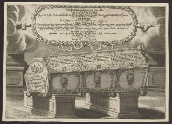 Sarcophagus of Margareta Brahe, Duchess of Hesse-Homburg. Engraver: Johann Philipp Thelott