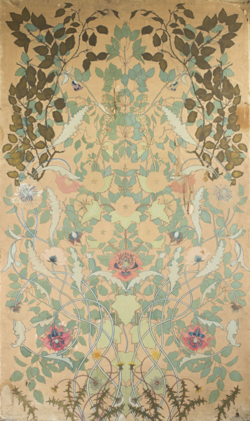 Cardboard with floral decoration; Zofia Rudnicka (fl. post-1900), painter; plants; decoration
