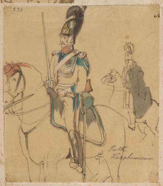 Soldier of the Carabinieri regiment, color lithographic print in the album 'Polish Army. Collection