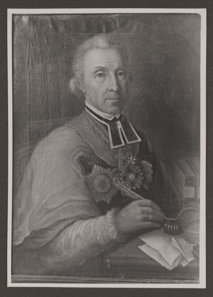 Vilnius. Cathedral, photograph of 'Portrait of Bishop Pilchowski' by an unknown painter,