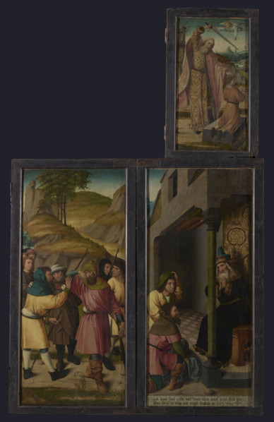 Crucifixion Polyptych - lower left wing, left panel - obverse: The Kiss of Judas (the capture);