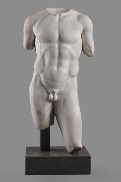 Torso of a Man in the Type of Apollo Omphalos, Roman workshop, restitution, Apollo (mythology),