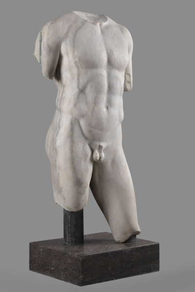 Torso of a Man in the Type of Apollo Omphalos, Roman workshop; restitution; Apollo (mythology);